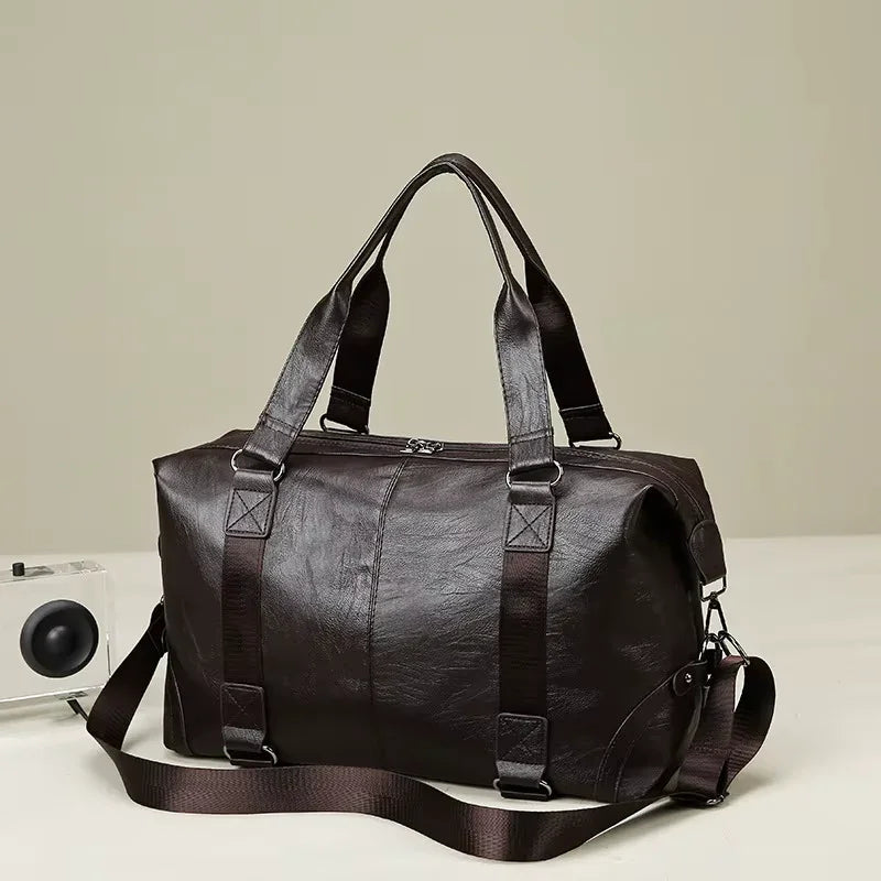 Men's Travel Shoulder Bag – PU Leather, Large Capacity, Business & Sports