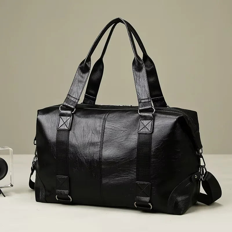 Men's Travel Shoulder Bag – PU Leather, Large Capacity, Business & Sports