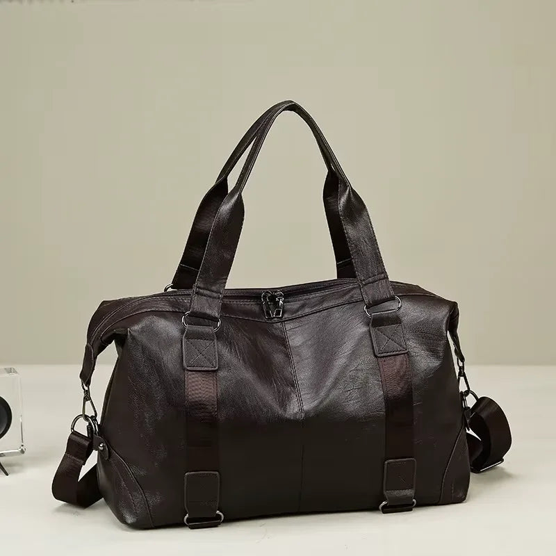 Men's Travel Shoulder Bag – PU Leather, Large Capacity, Business & Sports