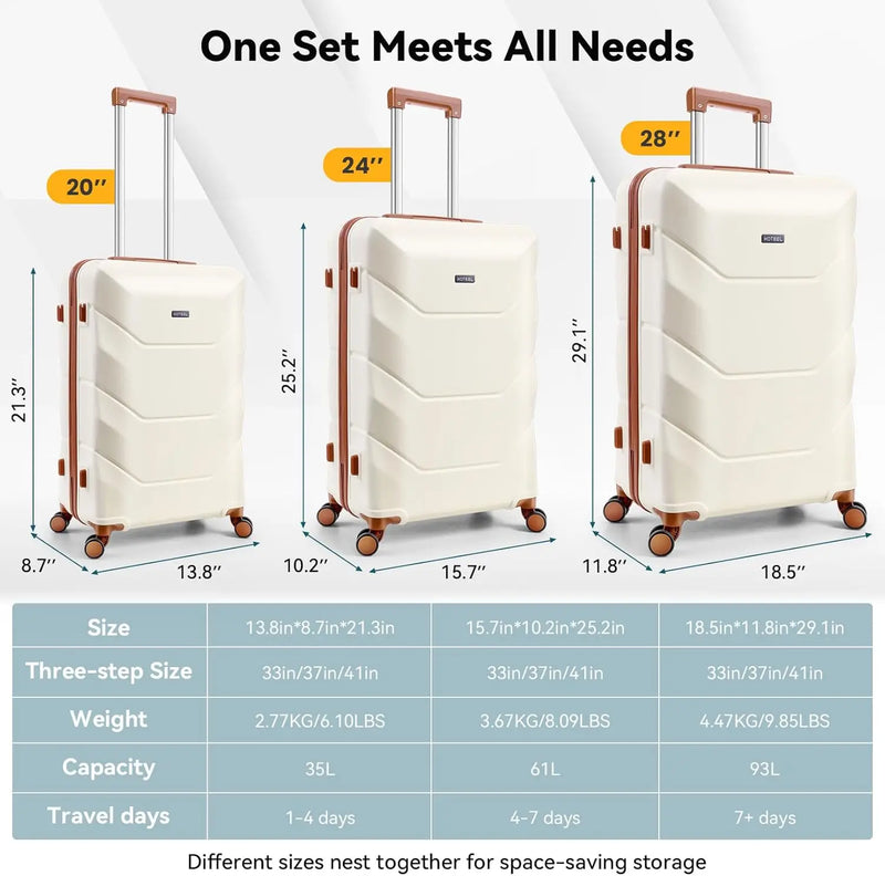 TSA Lock Travel 3 Piece Luggage Set