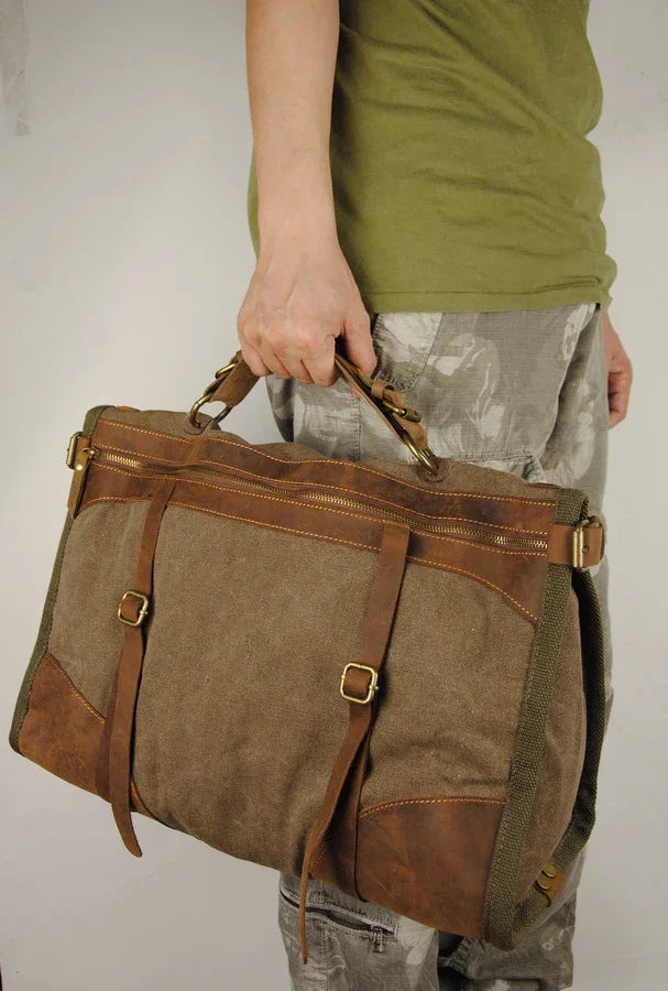 Men’s Vintage Canvas & Leather Travel Bag