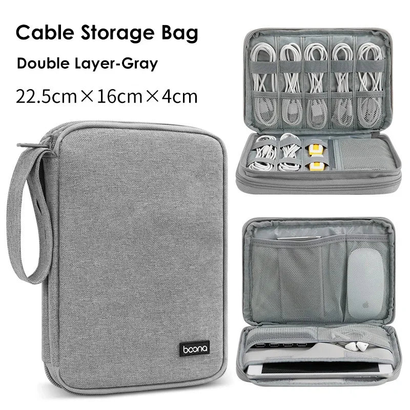 Double-Layer Electronics Organizer Bag