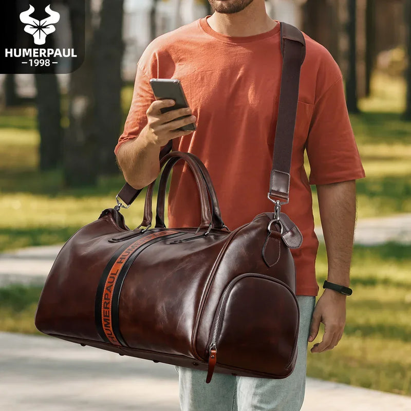 Men's Genuine Leather Vintage Travel Bag