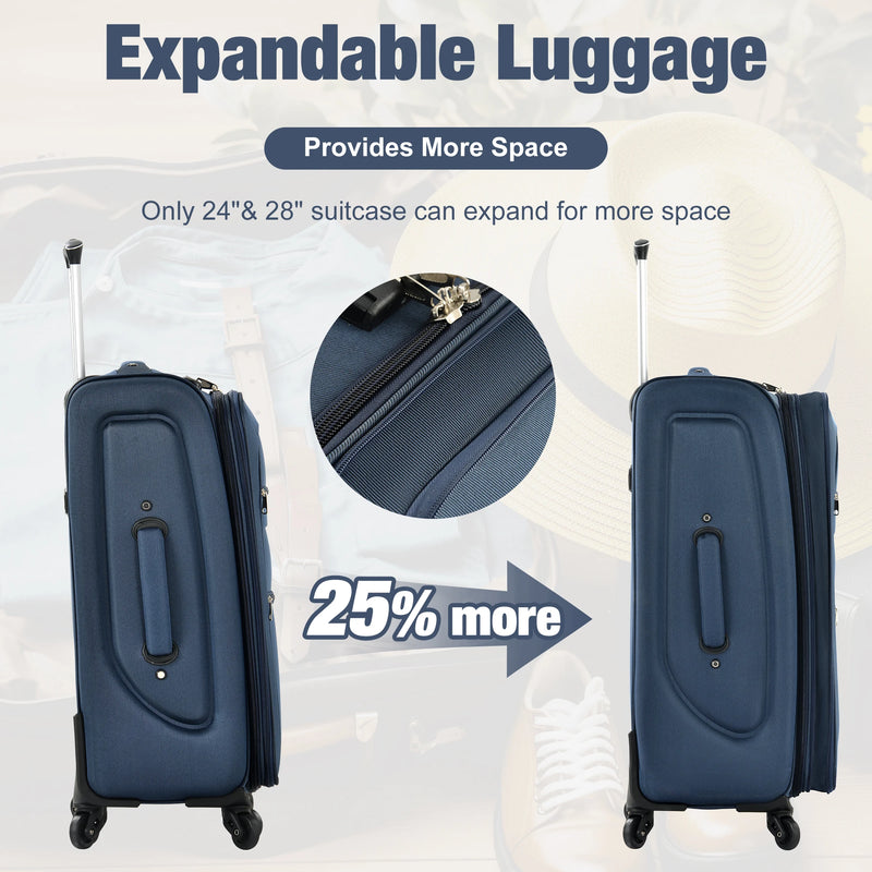 Expandable 5 Piece Set Luggage