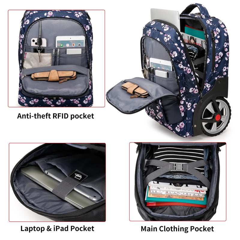 Hidden Pull Rod Waterproof Backpack