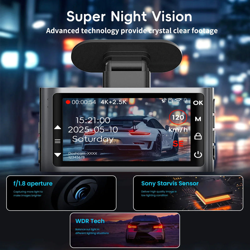 Dual 4K+2.5K Front Rear Dash Cam