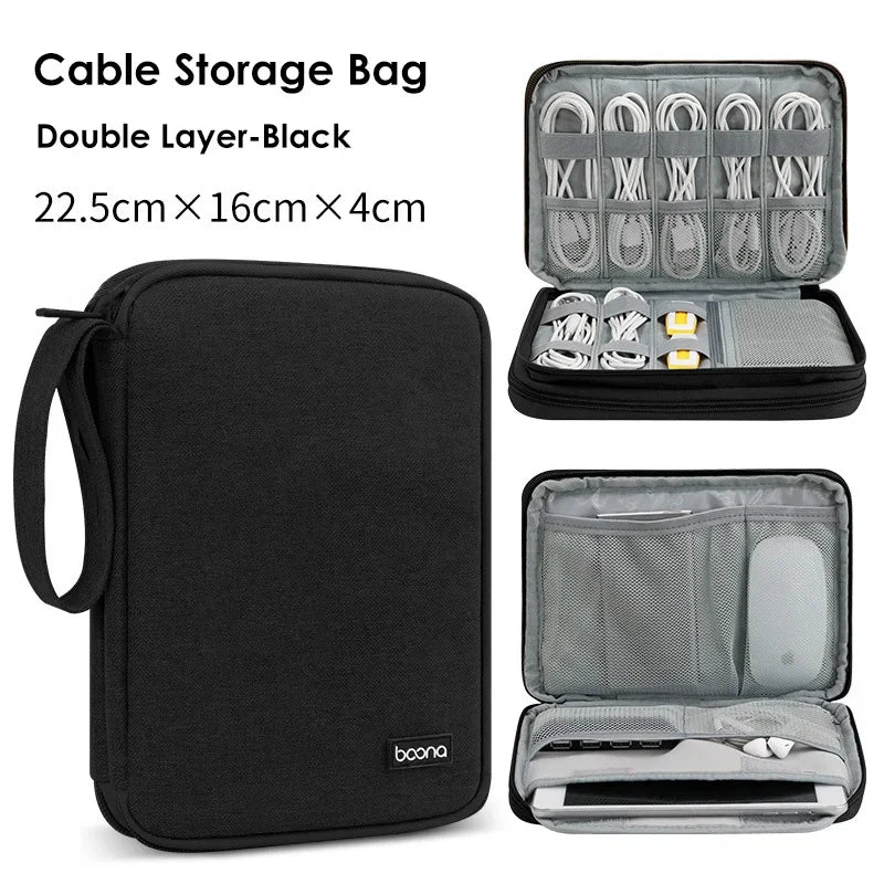 Double-Layer Electronics Organizer Bag
