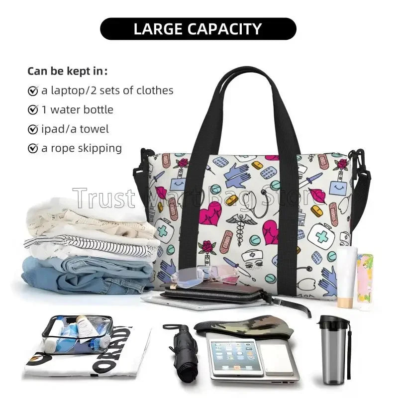 Nurse Medical Theme Waterproof Travel Bag