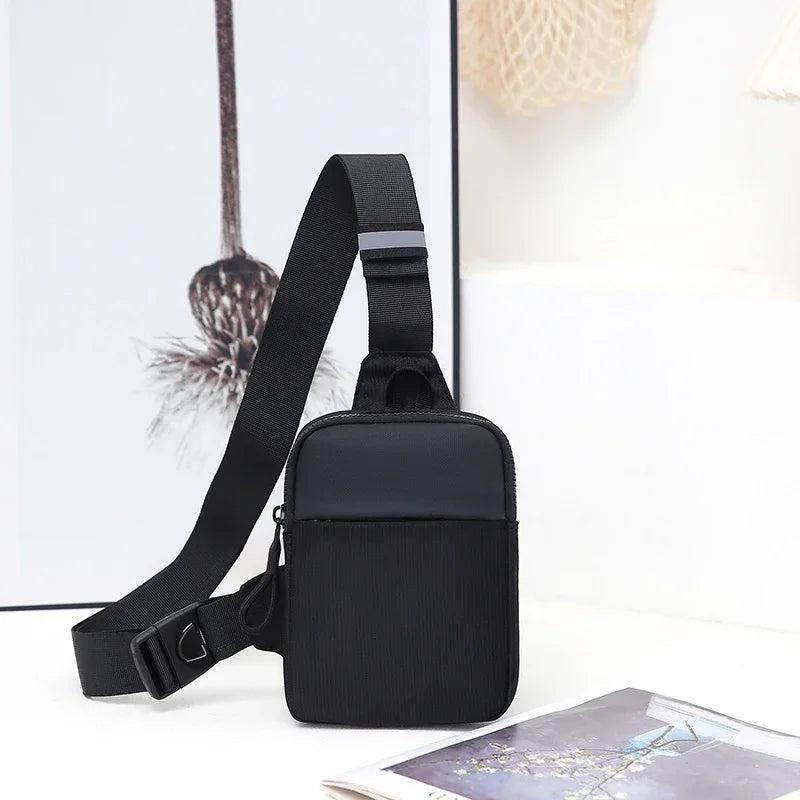 Men's Black Nylon Anti-Slip Chest Bag