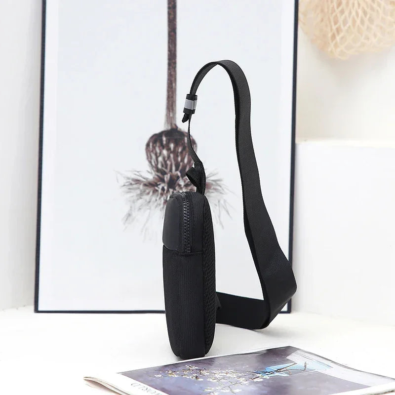 Men's Black Nylon Anti-Slip Chest Bag