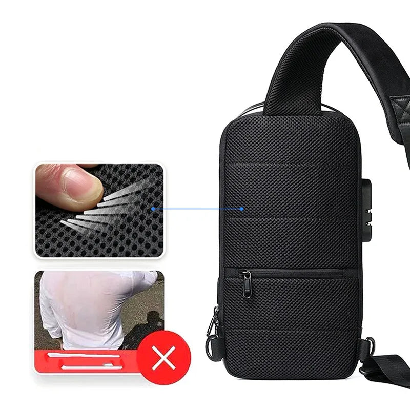 Men'S Usb Crossbody Bag