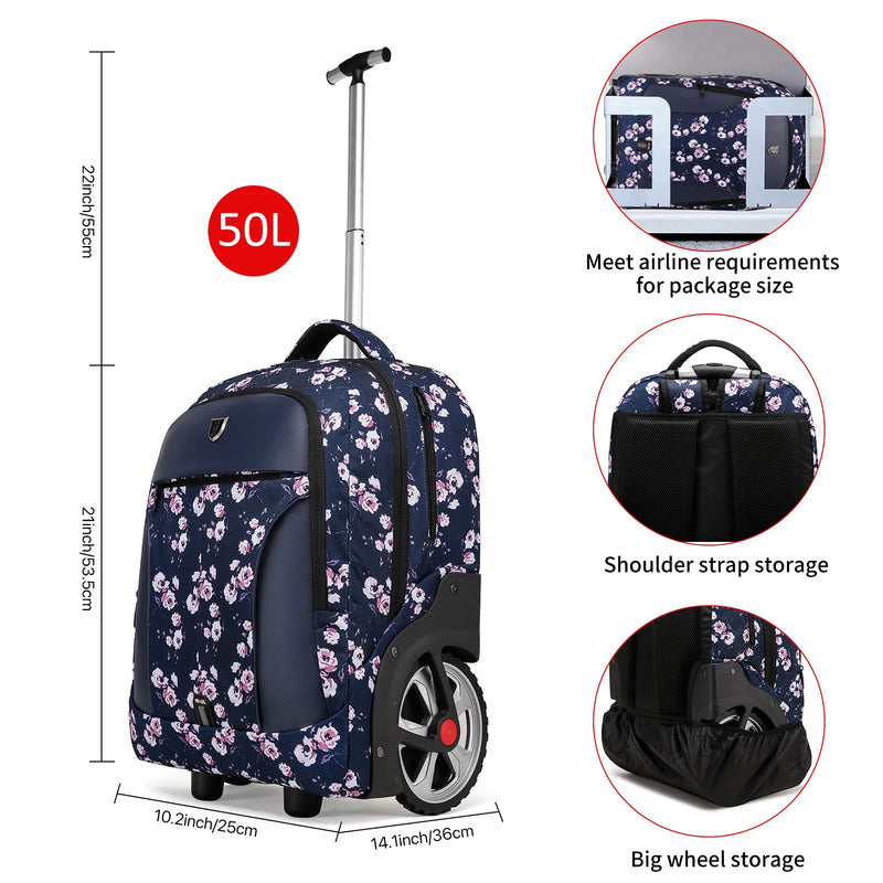 Hidden Pull Rod Waterproof Backpack