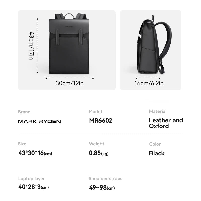 Waterproof Leather Business Backpack