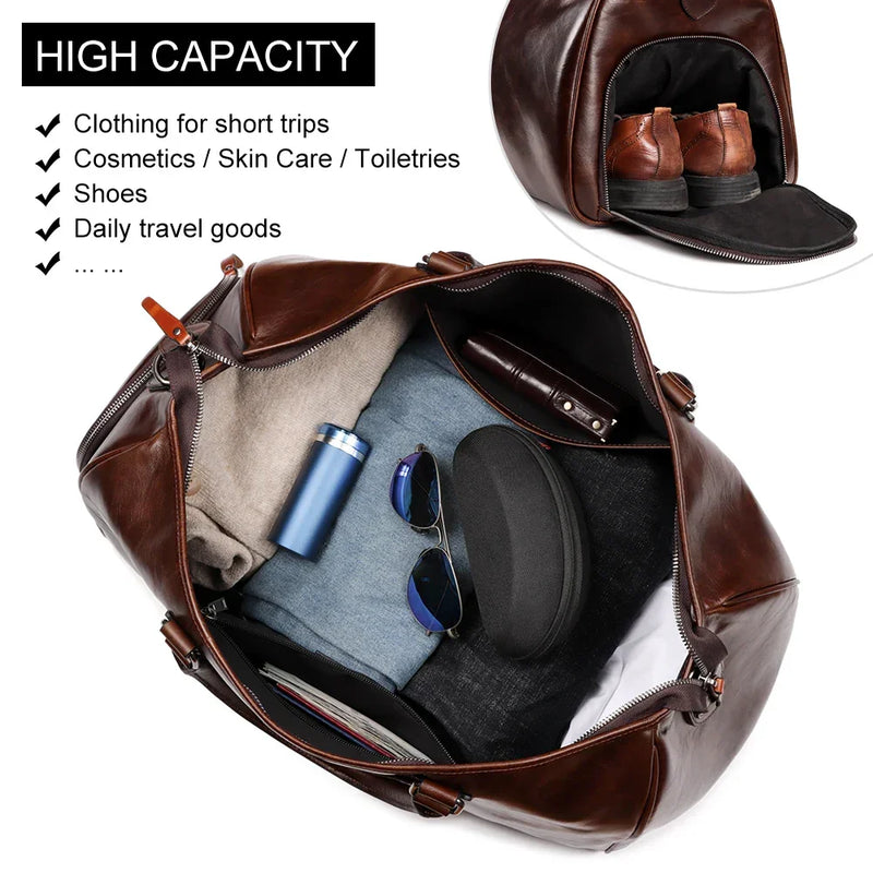 Men's Genuine Leather Vintage Travel Bag