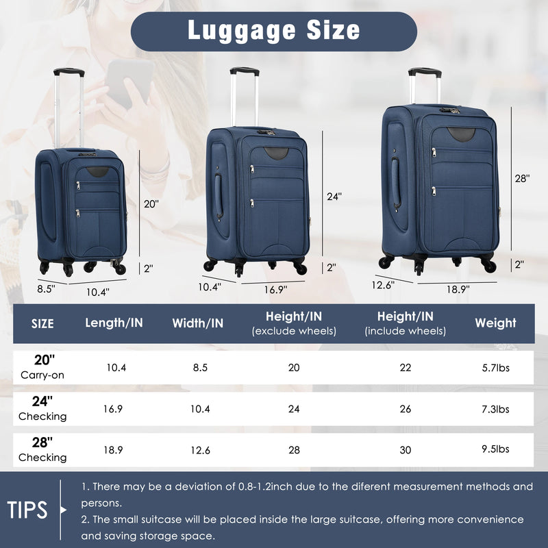 Expandable 5 Piece Set Luggage