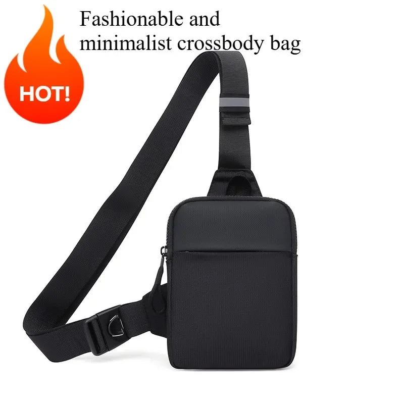 Men's Black Nylon Anti-Slip Chest Bag
