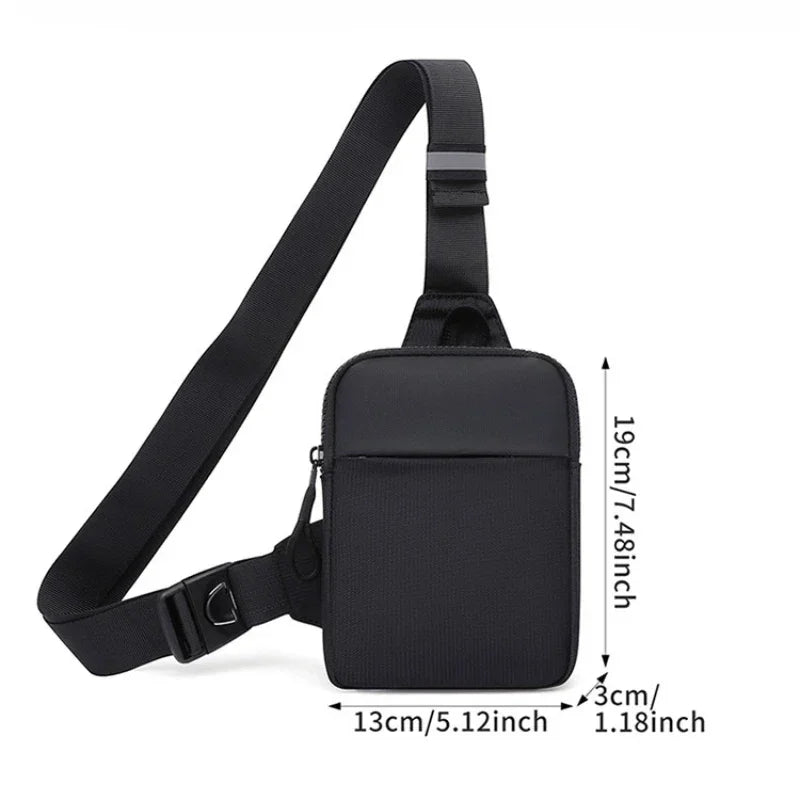 Men's Black Nylon Anti-Slip Chest Bag