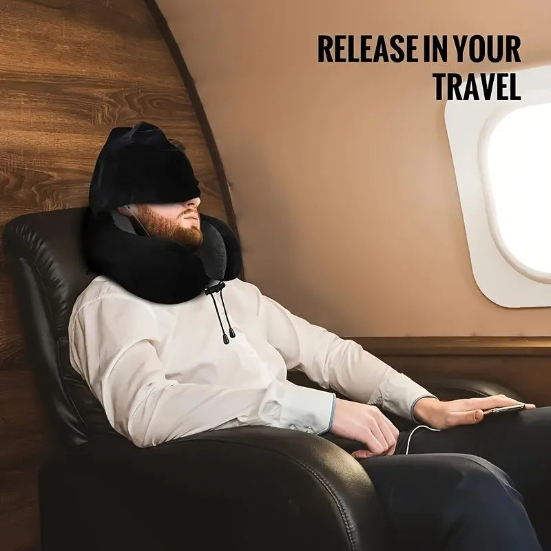 Hooded U-Shaped Travel Pillow
