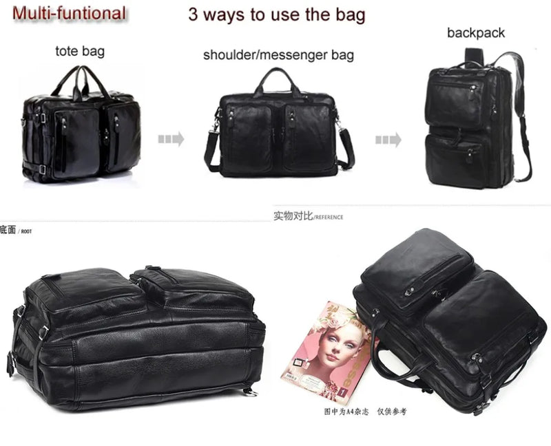 Multifunctional Genuine Leather Backpack