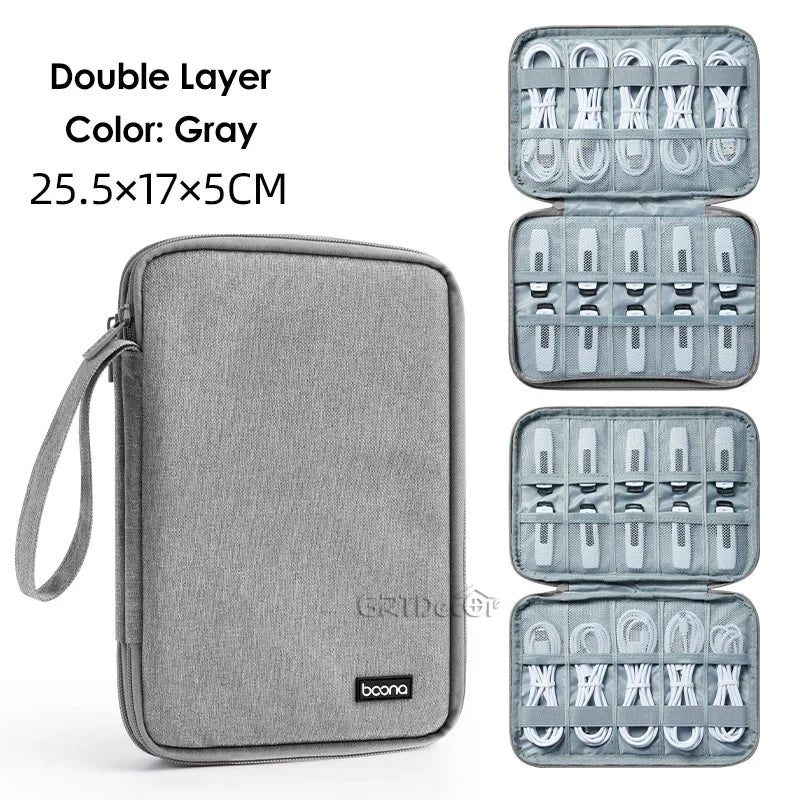 Double-Layer Electronics Organizer Bag