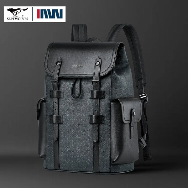 Business Printed Leather Backpack