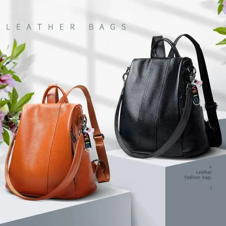 Soft Leather Stitching Shoulder Bag