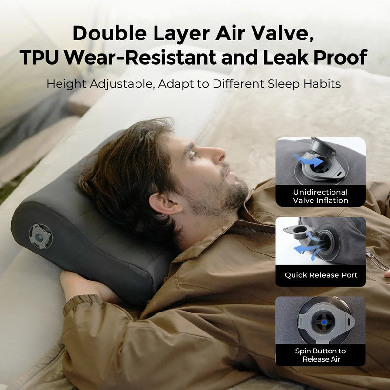 Inflatable Ergonomic Camping Pillow