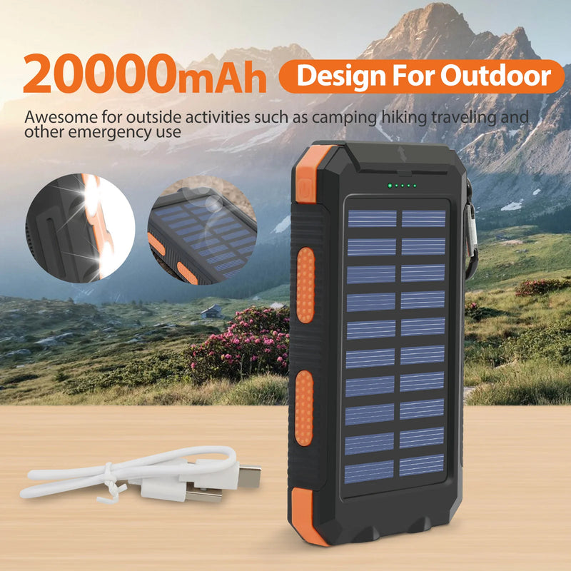Waterproof 20000mAh Solar Power Bank