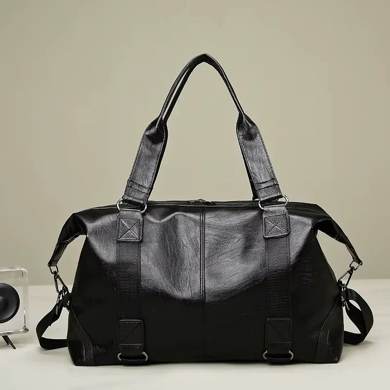 Men's Travel Shoulder Bag – PU Leather, Large Capacity, Business & Sports
