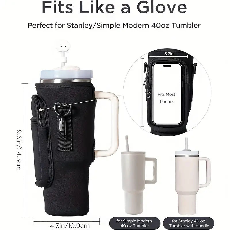 Stanley Tumbler Carrier  - Adjustable Strap & Phone Pocket